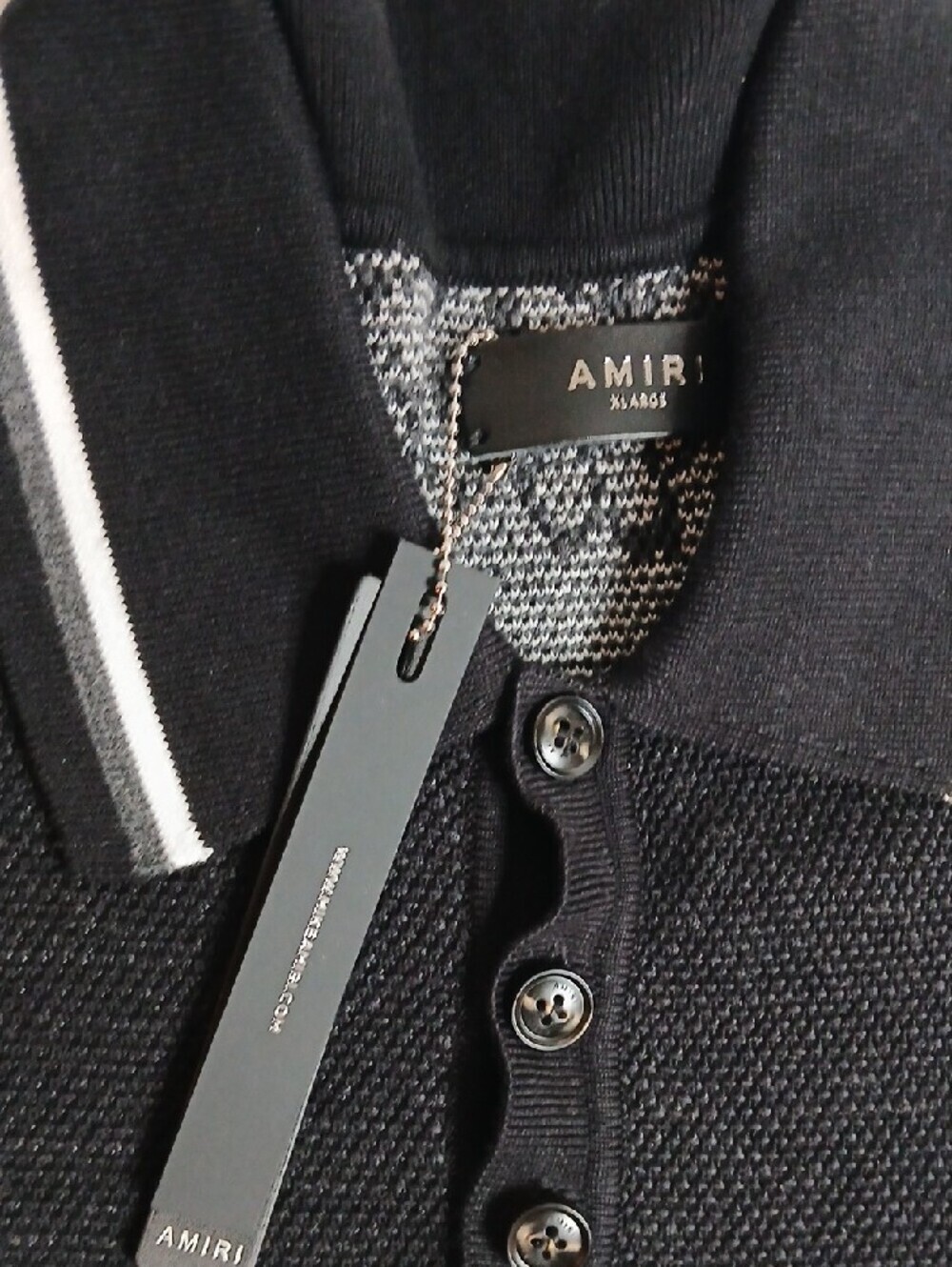 AMIRI Black & White Bandana-Print Polo - Picture 3 of 4